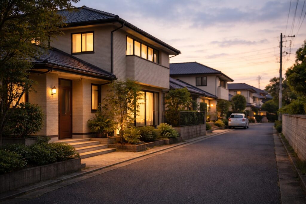 外壁塗装が終わり日常に戻った夕方の日本の住宅街