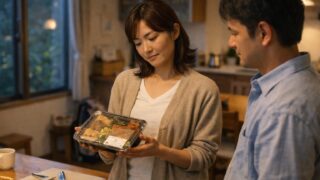 冷蔵宅配惣菜が向かない家庭について考える日本の共働き夫婦の夕方のキッチン