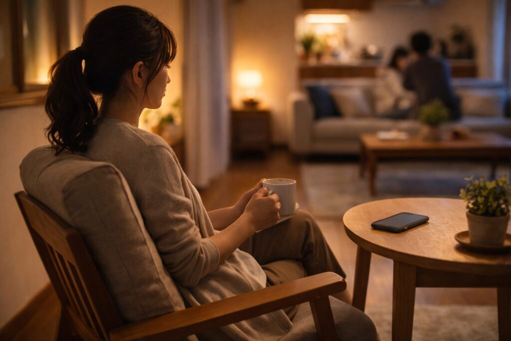 ヨシケイについて考えるのを一度やめて、夜に落ち着いて一息つく日本の家庭の様子