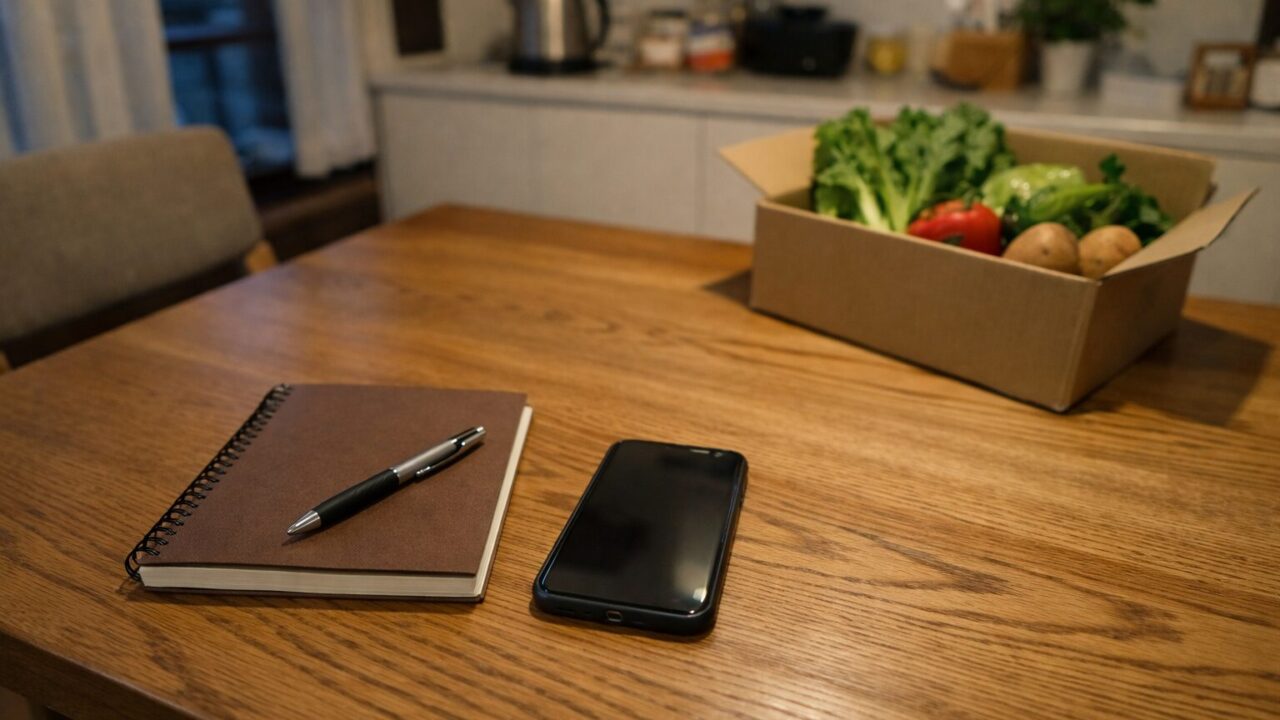 らでぃっしゅぼーやの価格を家計ノートで検討するイメージ