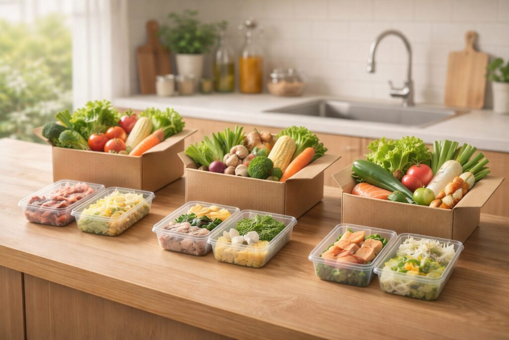 食材宅配の月額目安をイメージした食材セットの写真