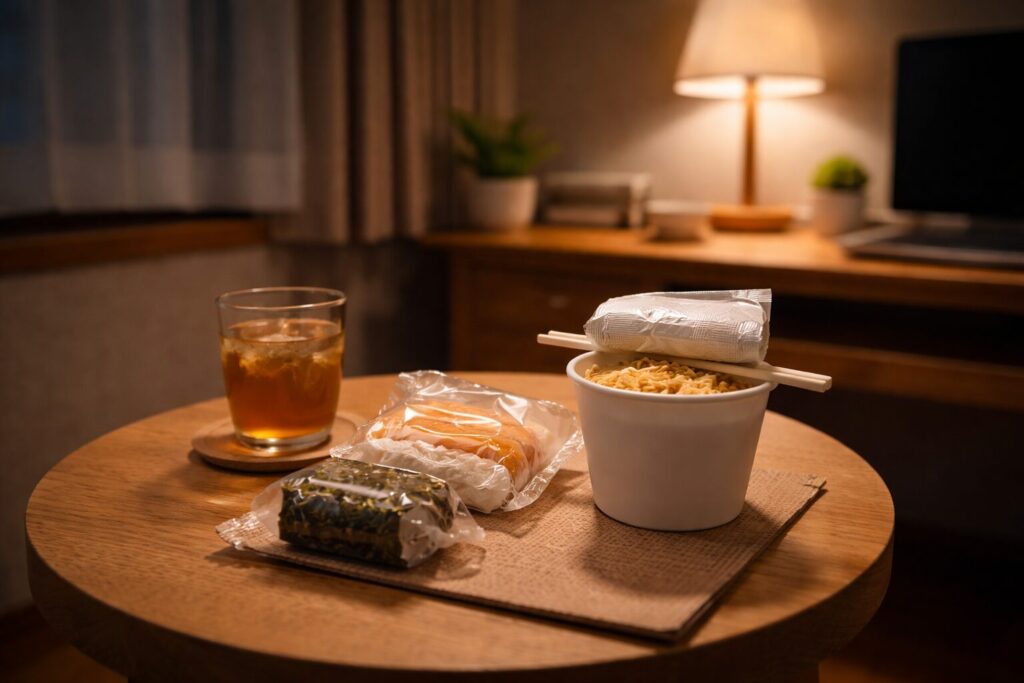 忙しい日に簡単な食事で済ませているイメージ