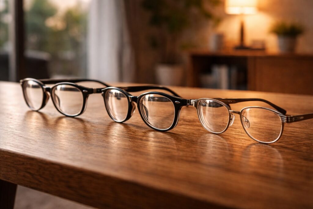 屈折率の違いによるレンズ厚み比較イメージ