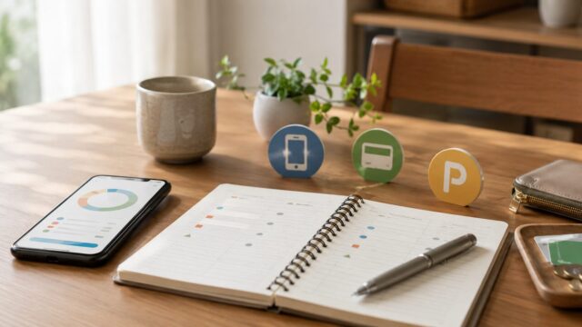 Ponta経済圏の始め方をイメージしたスマホと家計ノート
