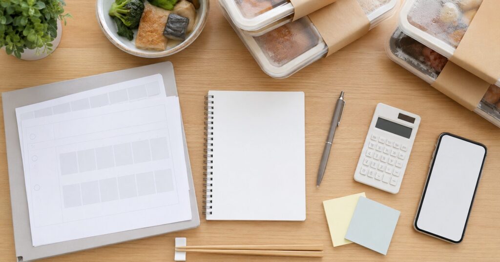 冷蔵宅配惣菜を選ぶ前にチェックリストで確認する様子