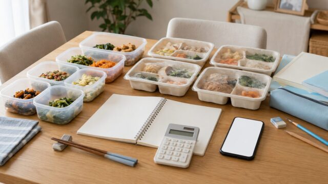 冷蔵宅配惣菜と冷凍弁当を比較する共働き家庭の食卓