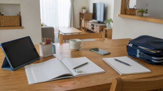 共働き家庭で小学生の家庭学習に通信教育を取り入れるイメージ