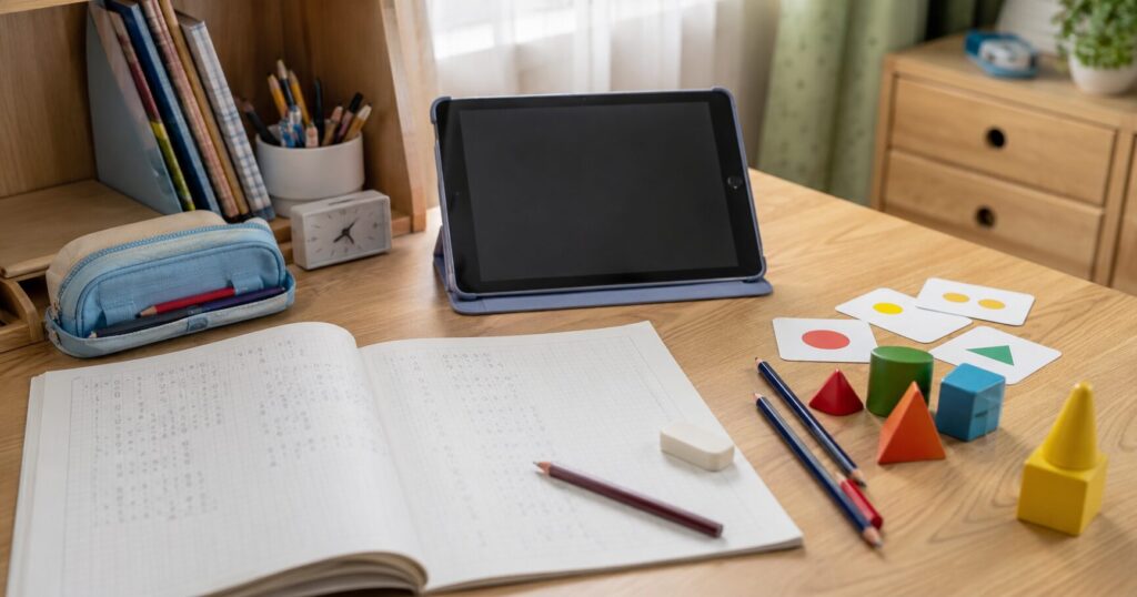 小学生が算数をタブレット学習するイメージ