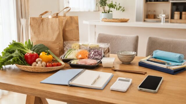 共働き家庭が食材宅配を検討している食卓のイメージ