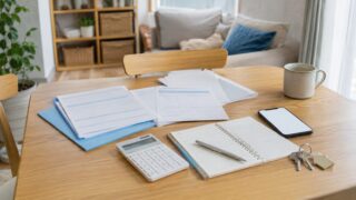 保険の無料相談で聞かれることと準備を家計簿や保険書類で確認する様子