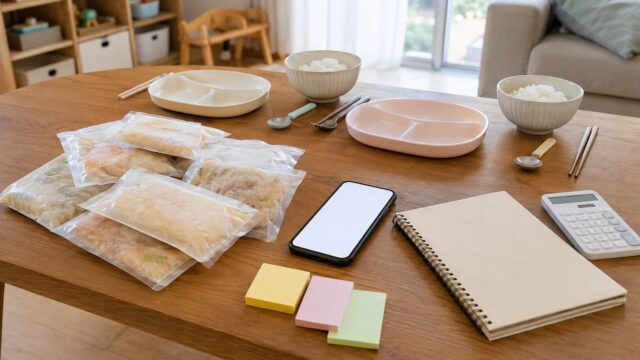 モグモを申し込む前に注意点を確認している家庭の食卓