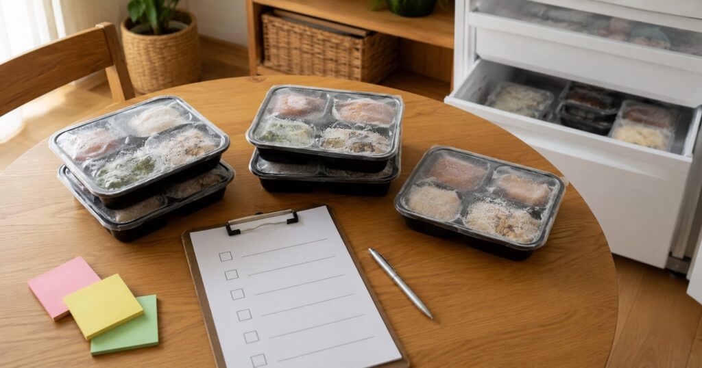 ナッシュの初回注文で食数プランと冷凍庫を確認するイメージ