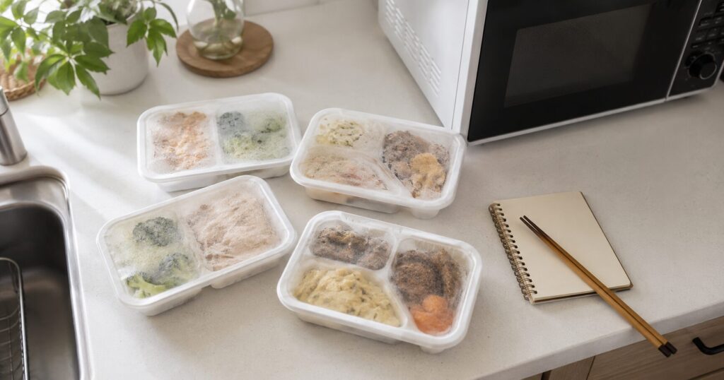 電子レンジで温める冷凍宅配食のイメージ