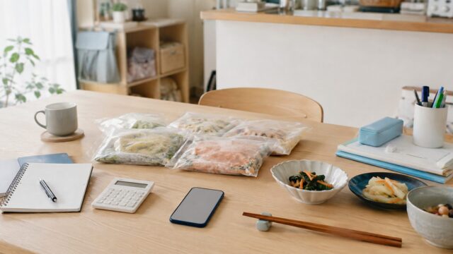 わんまいるの口コミを見ながら宅食選びを考える共働き家庭の食卓