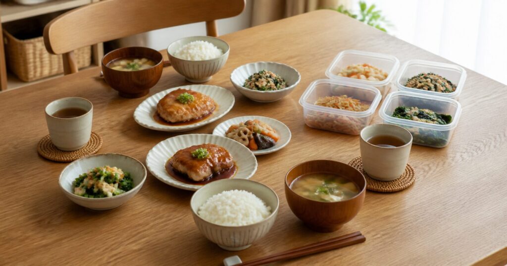 平日の夕食準備を冷蔵宅配惣菜でラクにするイメージ
