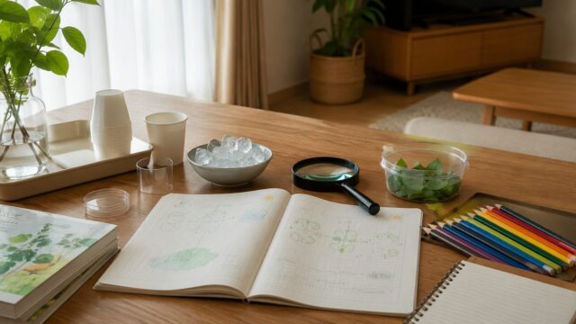 小学生の自由研究でよくある失敗と解決策を親子で準備するイメージ