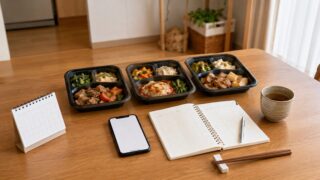共働き家庭が宅配食サービスを比較している食卓イメージ