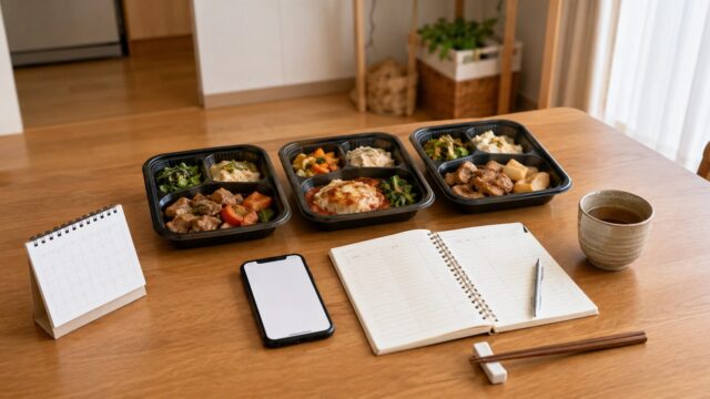 共働き家庭が宅配食サービスを比較している食卓イメージ