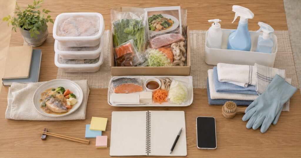 宅配食 食材宅配 家事代行の3種類を比較するイメージ