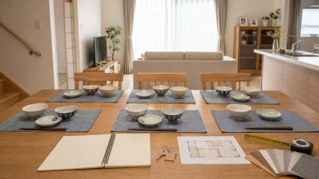 妻の実家同居のストレスを整理する日本の家のダイニングテーブル