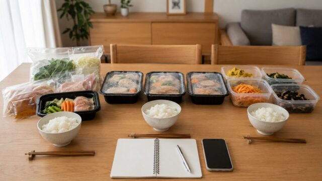 ヨシケイのミールキットと冷凍弁当、冷蔵惣菜を比較する日本の家庭の食卓