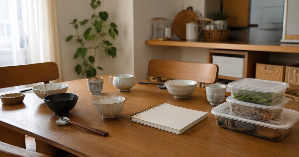 夕食後に少し余裕ができた家族のダイニングイメージ