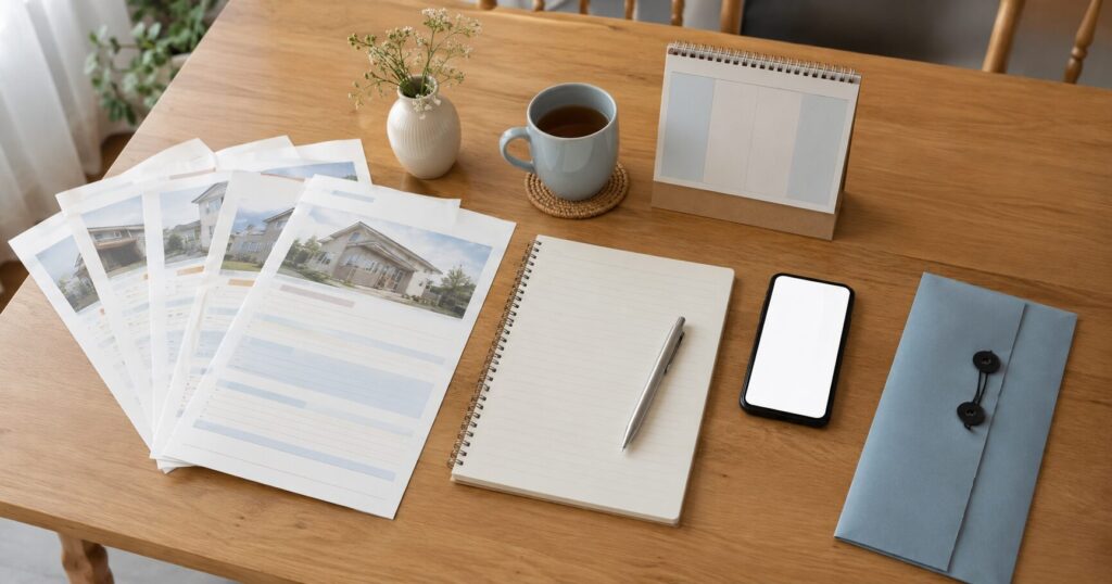 外壁塗装の相見積もりのマナーを確認する見積書とチェックノート