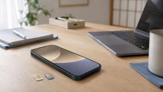 1台のスマホと2枚のSIMカードでデュアルSIMを表したイメージ
