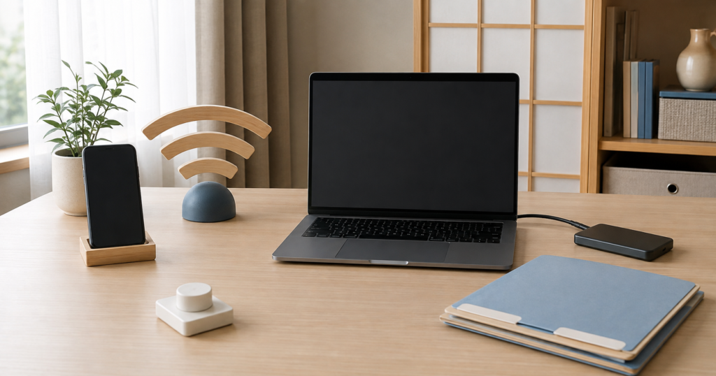 スマートフォンからノートPCへテザリングして通信するイメージ