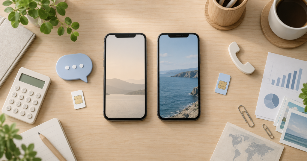 LINEMOと楽天モバイルの料金と特徴を比較するイメージ